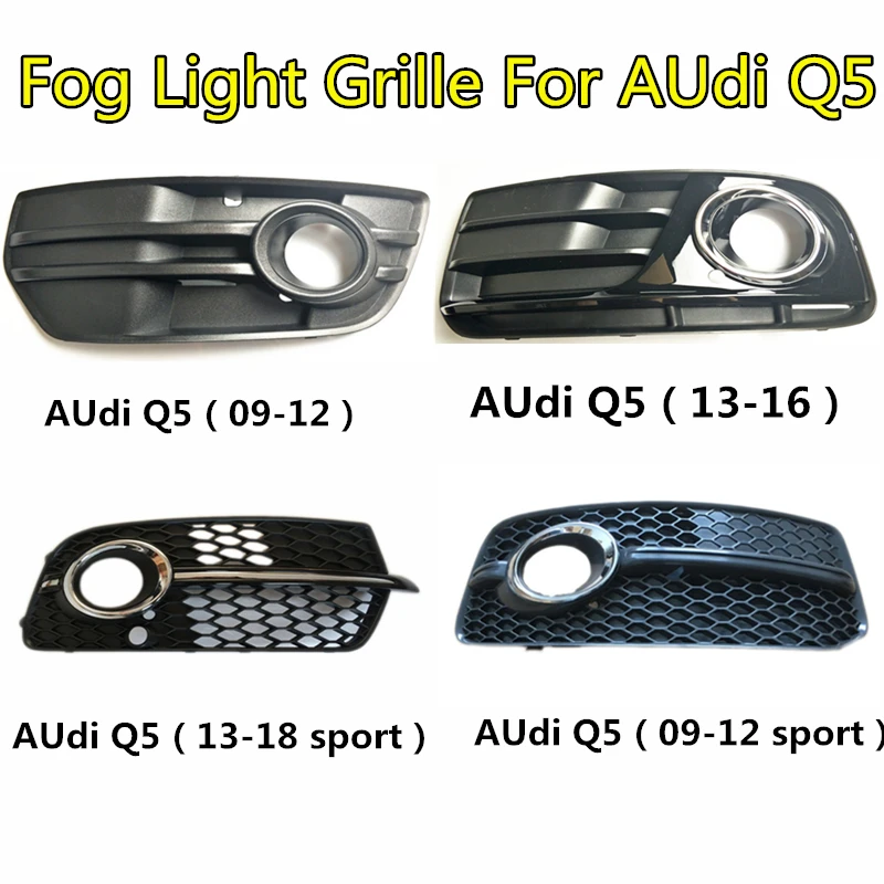 

Fog Lamp Cover Facelift Car Front Lower Bumper Fog Light Grilles For Audi Q5 2009 2010 2011 2012 2013 ABS Replacem Racing Grills