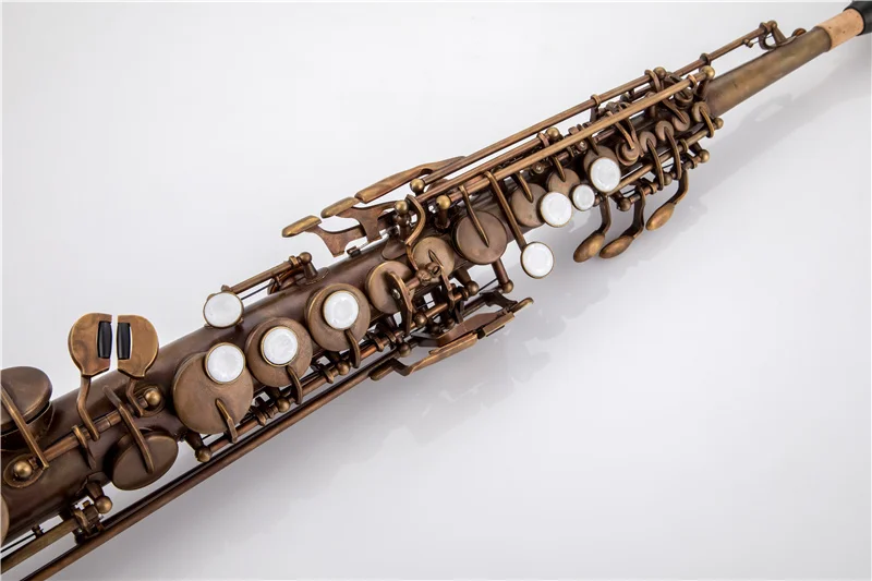 Made in France Mark VI Brass Straight Soprano Sax Saxophone Bb B Flat Woodwind Instrument Natural Shell Key Carve Pattern