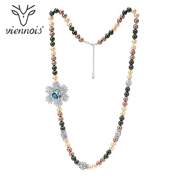 

Viennois Sweater Chain Faux Colorful Pearl Long Necklace For Women Trendy Style Female Party Jewelry