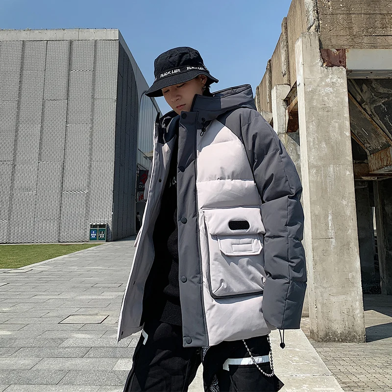 Winter No Print Jacket Coat Male Thick Cotton-Padded Coats High Quality Male Fashion Clothing
