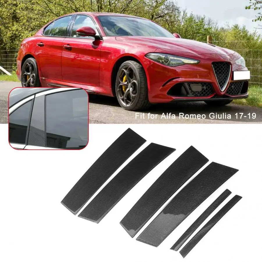6 шт. карбоновые оконные столбы планки чехлы подходят для Alfa Romeo Giulia абсолютно новые автомобильные аксессуары