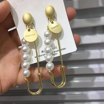 

Korean fashion digital 5-pin earrings pearl personality long matte Earrings chaorenwanghong