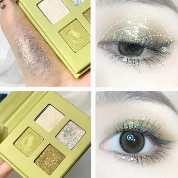 

4 Colors Animal Pattern Matte Glitter Eyeshadow Palette Shimmer Diamond Long Lasting Pigment Eye Shadow Palette Cosmetics