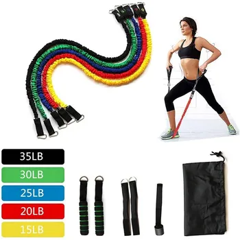 

11pcs Resistance Bands Tubes Set 125LB with Protective Nylon Sleeves Latex Workout Elastic Bands Home Gym Fitness Equipment