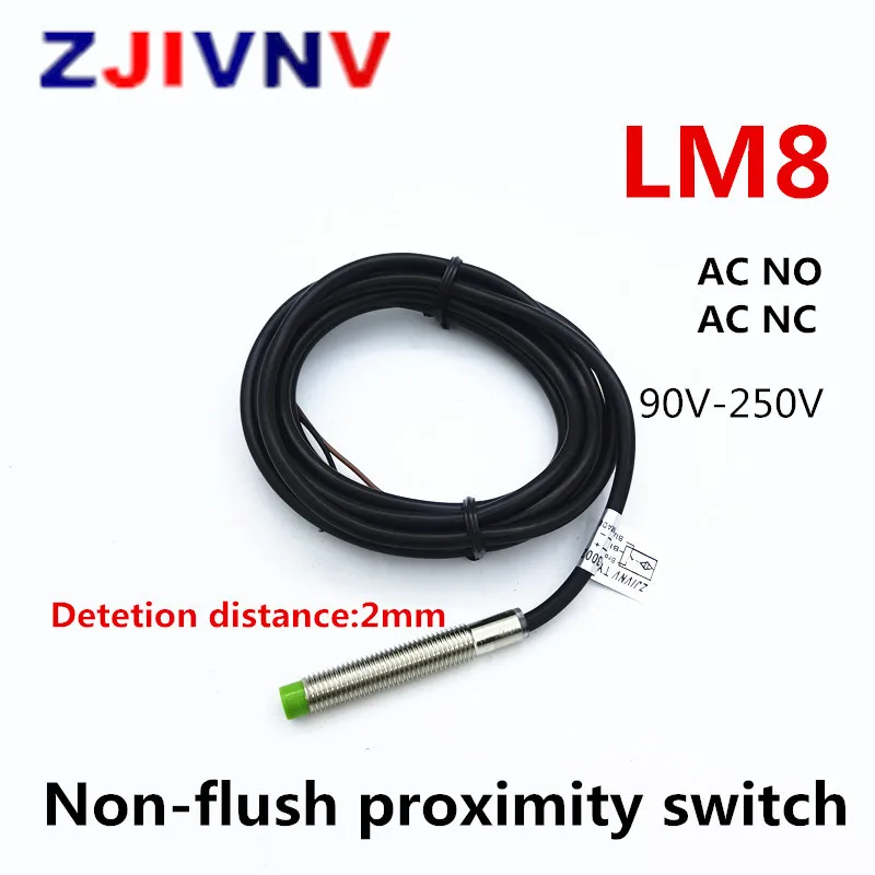 M8 Interruttore Sensore Induttivo Di Prossimità Normalmente Aperto E Chiuso Non A Filo Tensione Di Lavoro 90-250V Lm8 Ac No/Nc 2 Fili Distanza 2Mm