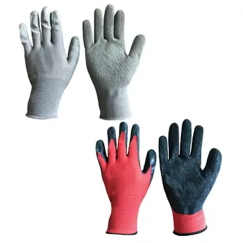 

12 Pairs Breathable Knit Safety Work Gloves Textured Rubber Latex Coated for Construction Non-Slip Wear-Resistant ProtectivE
