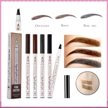 4 цвета, жидкий карандаш для бровей, водостойкий, микроблейдинг, коричневая ручка для татуировки, вилка, наконечник, увеличитель краски, оттенок, ручка