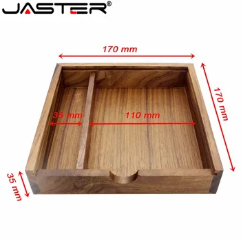 

JASTER (1PCS FREE LOGO)walnut Photo Unique Album Wood usb+Box Memory stick Pendrive 64GB Photography Wedding Studio 170*170*35mm