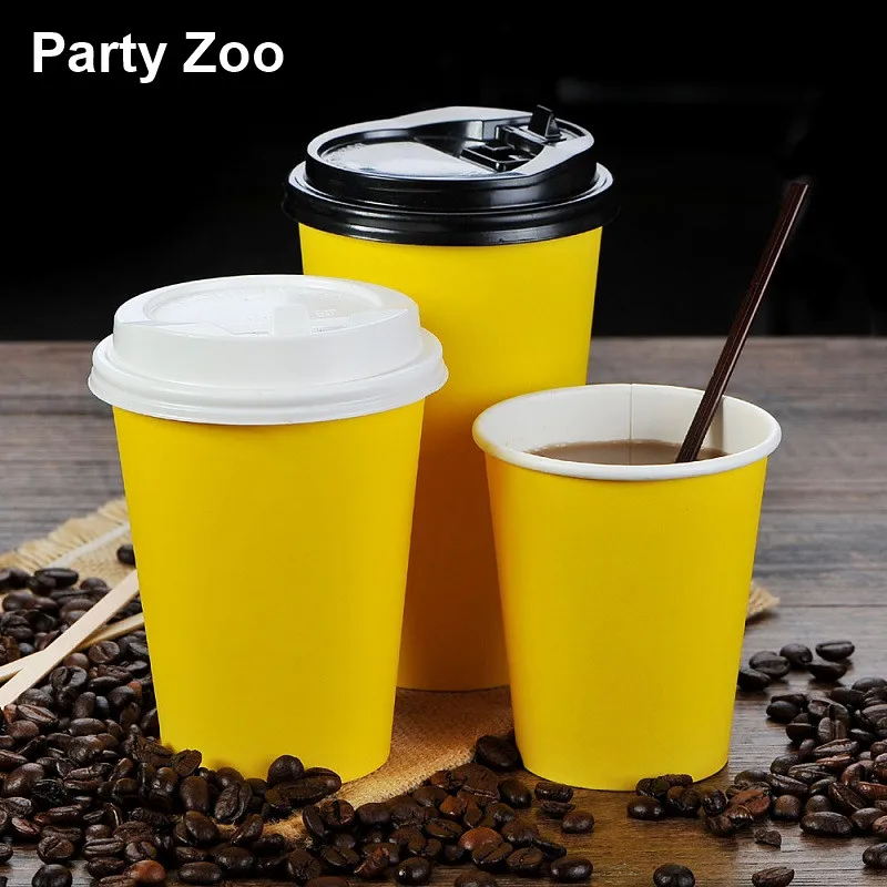 500pcs x 8oz/12oz/16oz Disposable Pure Color Paper Coffee Cups Colorful Milk Juice Drinking Cup