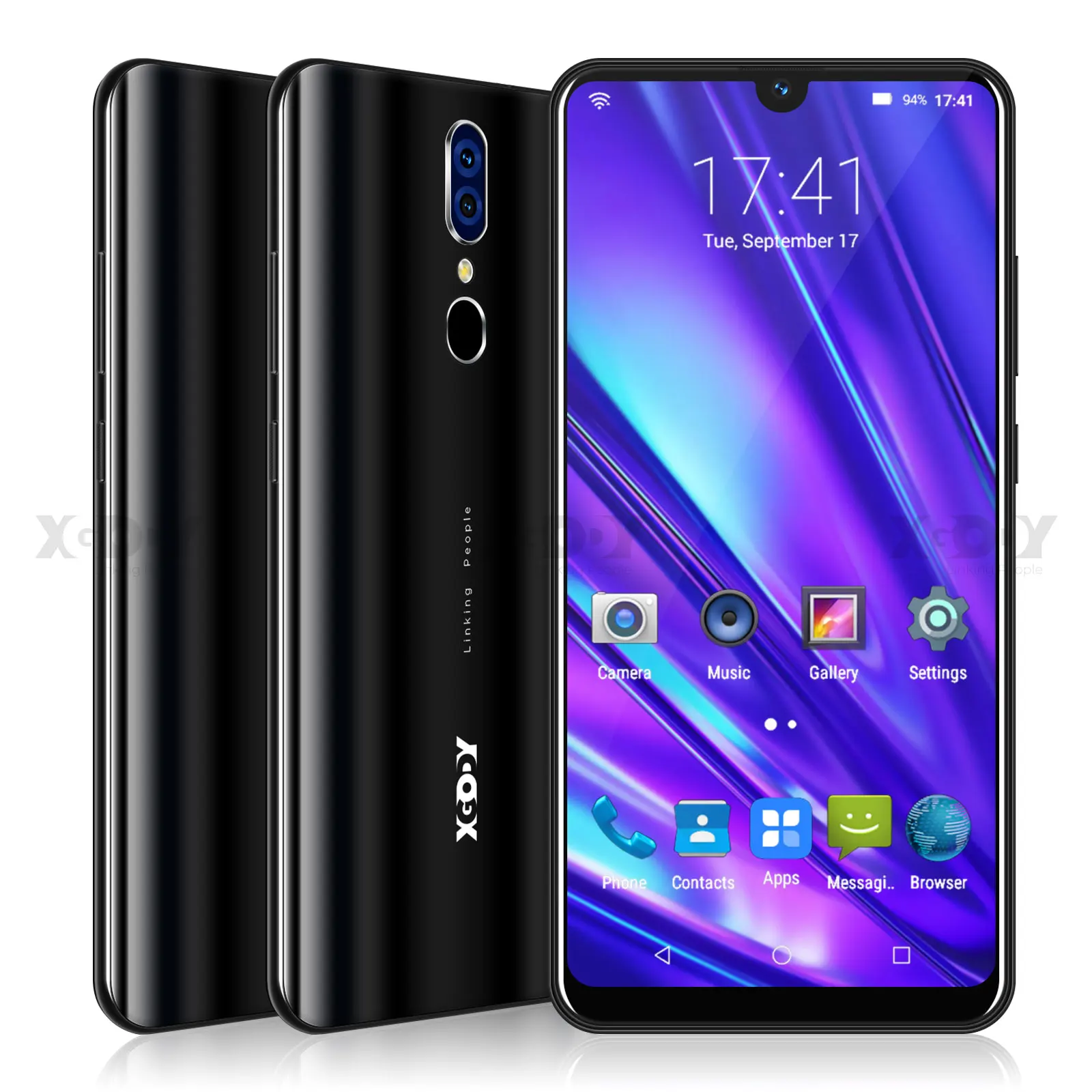 XGODY 9T Pro 3G Mobile Phone 2800mAh 2GB 16GB 6.26'' QHD Screen MTK6580 Quad Core Android 9.0 Waterdrop Full Screen Smartphone