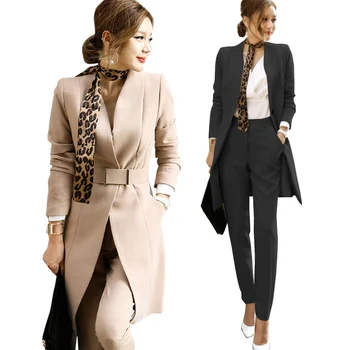 

2020 Autumn Womens 2 Piece Pant Suits Women Casual Office Business Suits Formal Work Wear Sets Uniform Styles Elegant Pant Suits