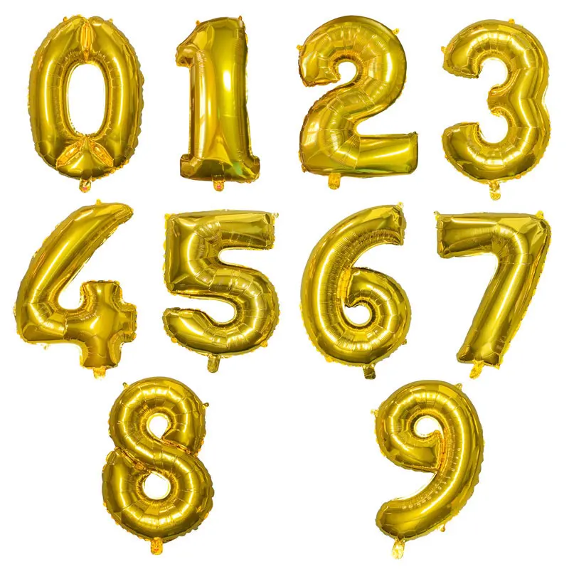 Большие 40 дюймов красные/розовое золото алюминиевые воздушные шары из фольги в виде цифр 0-9 Воздушные шары ко дню рождения Свадебные украшения для взрослых детей надувной шар - Цвет: Gold