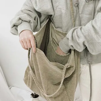

Ladies Corduroy Shoulder Bag Fashion Casual Canvas Bag Large Capacity Tote Bag