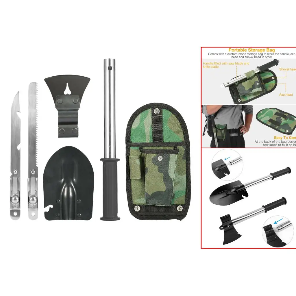 Camping Shovel Military Entrenching Tool kit,Tactical Trench Shovel Emergency Survival Shovel Kit for Hiking,Hunting,Car