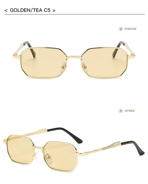 Narrow Rectangular Sunglasses For Men And Women Metal Frame_voghion.com