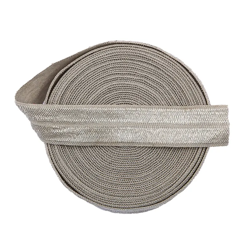 Solid Color Shiny Fold Over Elastic Band for Hair Ties, Headbands, and Sewing Projects – 5-Yard Length, 5/8 Width