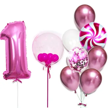 

32 inch number Windmill balloon transparent wave ball toy birthday party decoration latex balloons reveal boy/girl baby shower