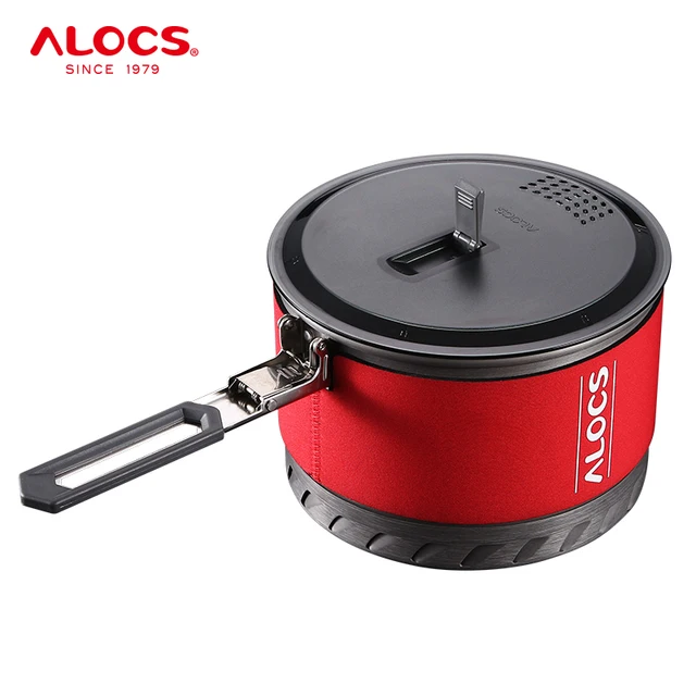US $18.59 Alocs CW-S10 CWS1 Outdoor Heat Exchange Camping Cooking Pot Cookware Folding Handle For Hiking Back