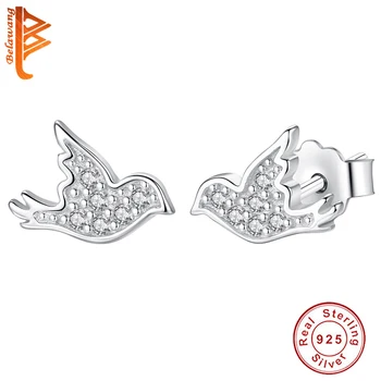 

BELAWANG 100% 925 Sterling Silver Spring Collection Bird Swallow with Nest Stud Earrings for Women Fine Jewelry S925 Gift