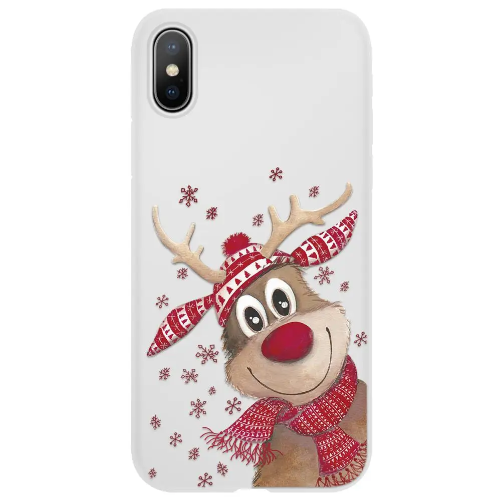 Чехол с рождественским оленем карамельных цветов для iPhone XR 11 Pro XS Max X SE 2 2020 мягкий