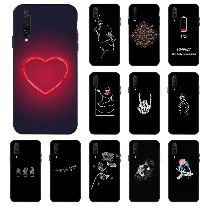 

TPU Phone Case For Xiaomi Mi CC9 CC9E Cases Black Silicone Painted Cover For Xiaomi Mi A3 Lite 8 9 SE Lite CC9 E Cover Bumper