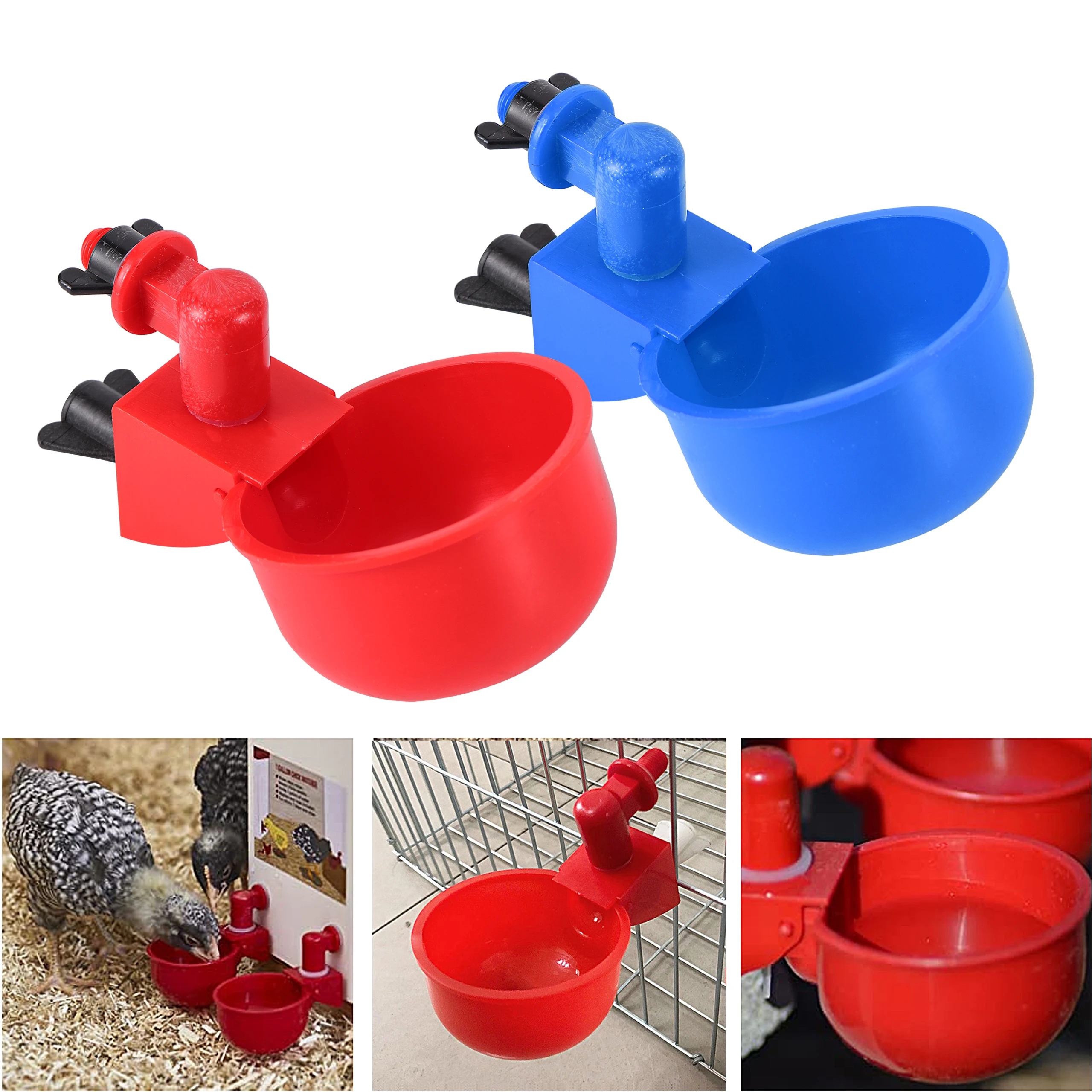 TOPINCN 10pcs Chicken Automatic Drinker Waterer Detachable Water Bowl Drinking Water Tool Cage Accessories No Leakage Easy Installation 