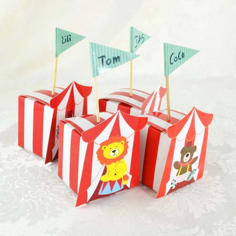 

50pcs Animal Paper Candy Box Kids Birthday Party Decoration Elephant Lion Bear Gift Box Wedding Supplies