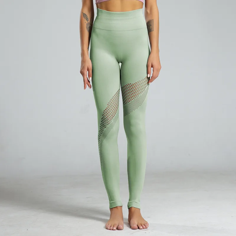 Зеленый Women Fitness Seamless Leggings High Waist Workout Leggings Sports Activewear Yoga Legging Tummy Control Jegging Womens - Цвет: Зеленый
