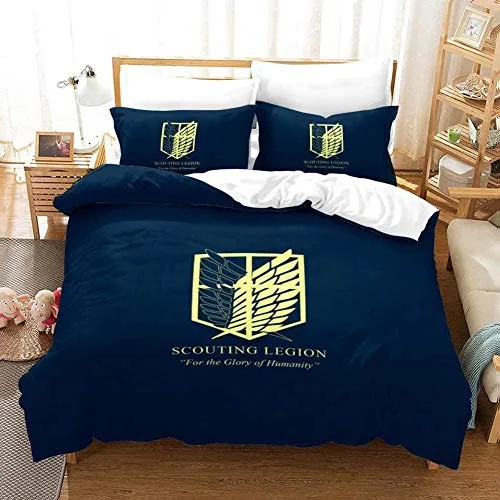 

Anime Attack on Titan 3D Printed Bedding Set King Duvet Cover Pillow Case Comforter Cover Adult Kids Bedclothes Bed Linens Gift