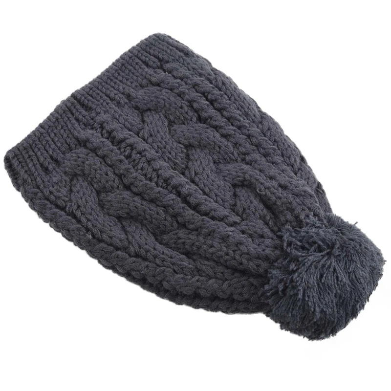 Мода Мужчины Wo мужская вязаная Slouch Beanie Hat с помпоном-Кисточкой Крючком теплая шапка