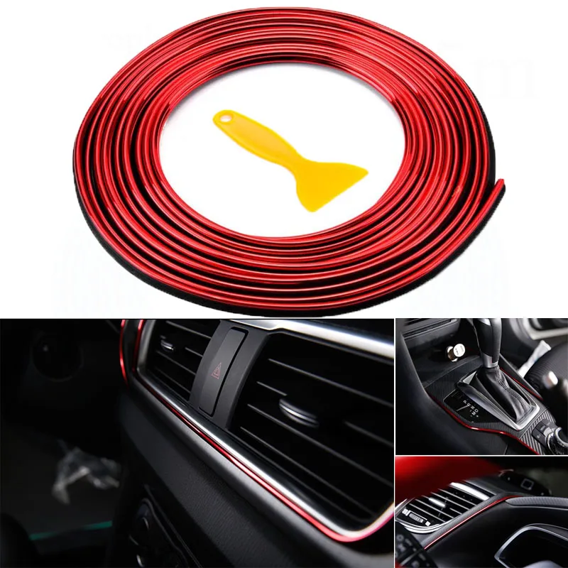 

5 M Car Styling Universal DIY Flexible Interior Decoration Molding Trim Strips Auto Door Edge Sticker Christmas Accessories