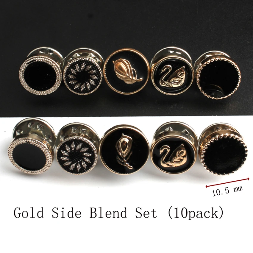 Gold Side Blend Set Брошь фиксированная одежда рубашка с вырезом аксессуары брошь на воротник(10 шт - Цвет: Gold Side Blend Set