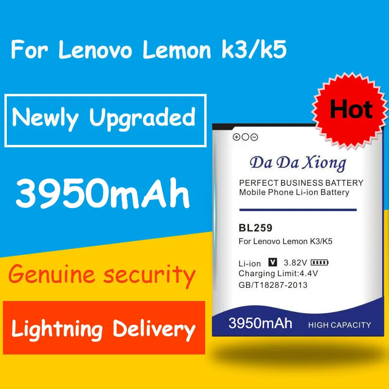 

High Capacity 4150mAh BL259 Battery for Lenovo K32C30 K32C36 lemon K3 K5 Vibe K5 / K5 Plus Bateria Accumulator AKKU