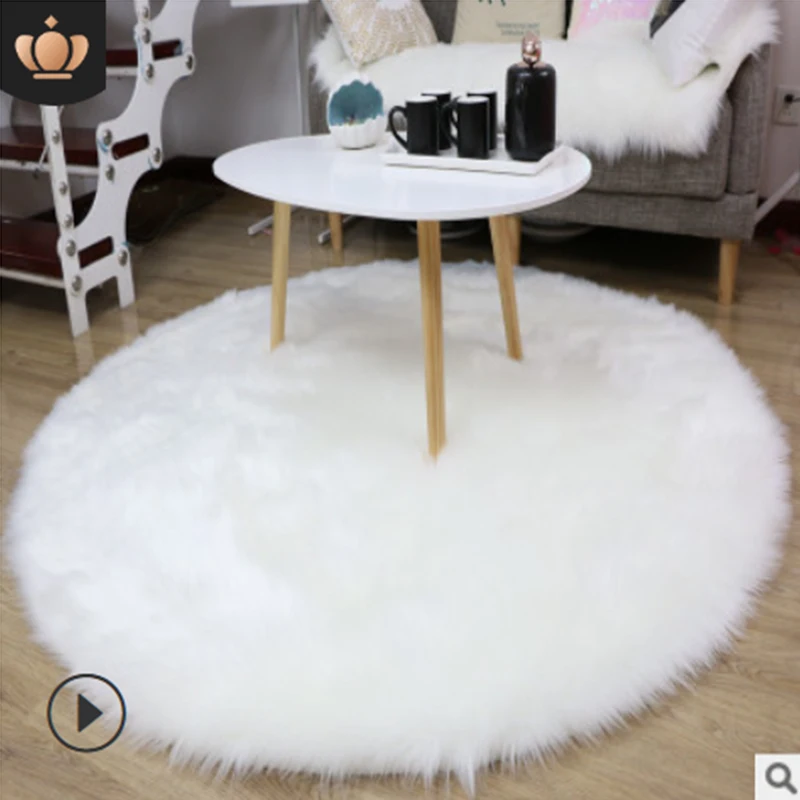 

New Imitation Wool Carpet Blanket Sofa Bedroom Bed Round Pad Explosion