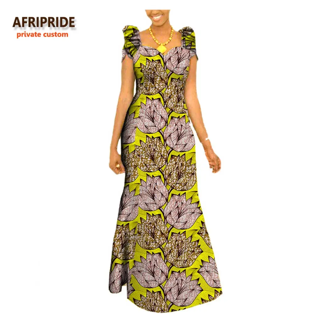 Осенняя африканская одежда длинные макси платья для женщин короткий рукав Анкара ткань dashi принт платье размера плюс наряд A722583 - Цвет: 345X