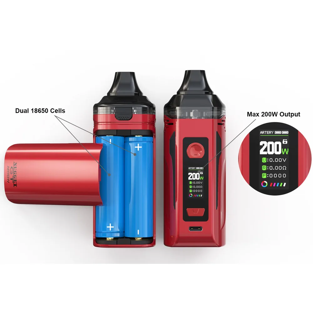 Оригинальный картридж Artery Nugget GT Vape Pod Mod 200 Вт 8 мл 0 96 дюйма экран RBA испаритель