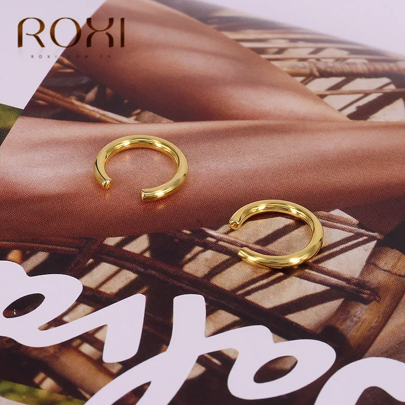 ROXI 925 пробы серебряные маленькие серьги-каффы для женщин и девушек без серьги в стиле пирсинга корейские вечерние ювелирные изделия