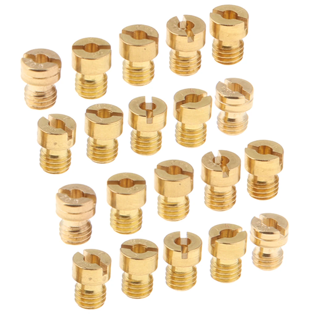 20 Pieces 5mm Motorcycle Carburetor Main Jet Set - Size 108 110 112 114 115 116 118 120 122 124 Brass