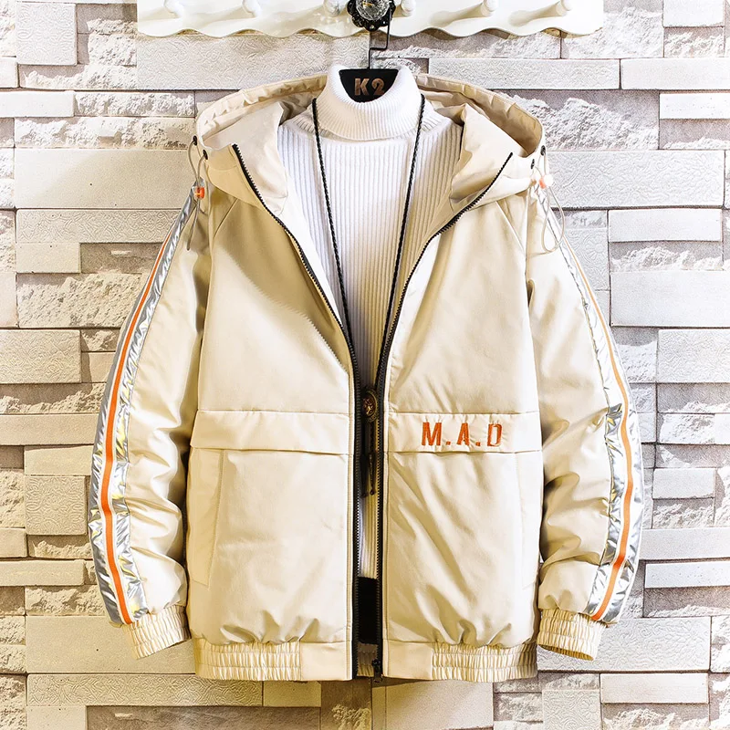 Light Khaki Зимние куртки, парки, пальто, повседневные однотонные ветровки с длинным рукавом, верхняя одежда на молнии, теплые куртки с капюшоном, уличная одежда в стиле хип-хоп, GA531 - Цвет: Light Khaki