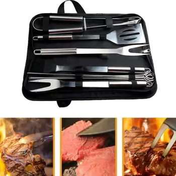 

BBQ Tools Shovel Bake Brush Outdoors Roast Fork Barbecue Accessories BBQ Kit Strong 5pcs Camp Cooking Stainless Steel