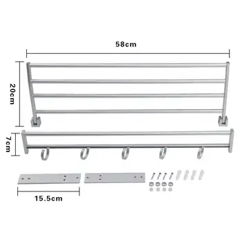 

Bathroom Activities Double Folding Punch-free Towel Space Collapsible Rack Towel Shelf Bar Towel clothes Rack Aluminum Bath V4F9