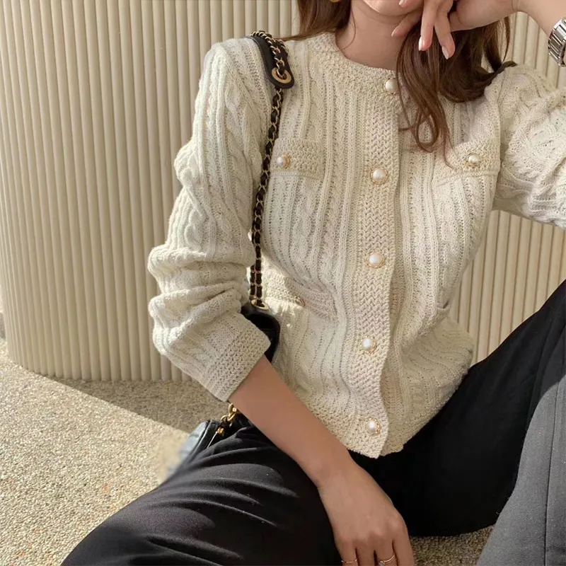 Knitted Sweater Cardigans For Women Sweet Twisted Long Sleeve Girl Cardigan 2021 Autumn Elegant Single Breasted Ladies Sweaters |