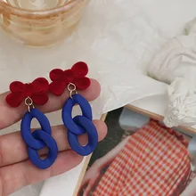 

Luxury Brand Long Chain Velvet Bow Hanging Earrings For Women Acrylic Chain Stud Earrings Wedding Jewelry Statement pendientes