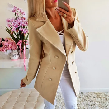 

Spring Ladies Blazers 2019 New Fashion Double Breasted Slim Blazer Women Suit Jacket Pink Female Plus Size Blazer Femme