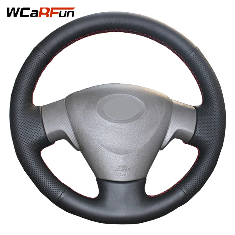 WCaRFun сшитый вручную черный чехол рулевого колеса автомобиля из искусственной