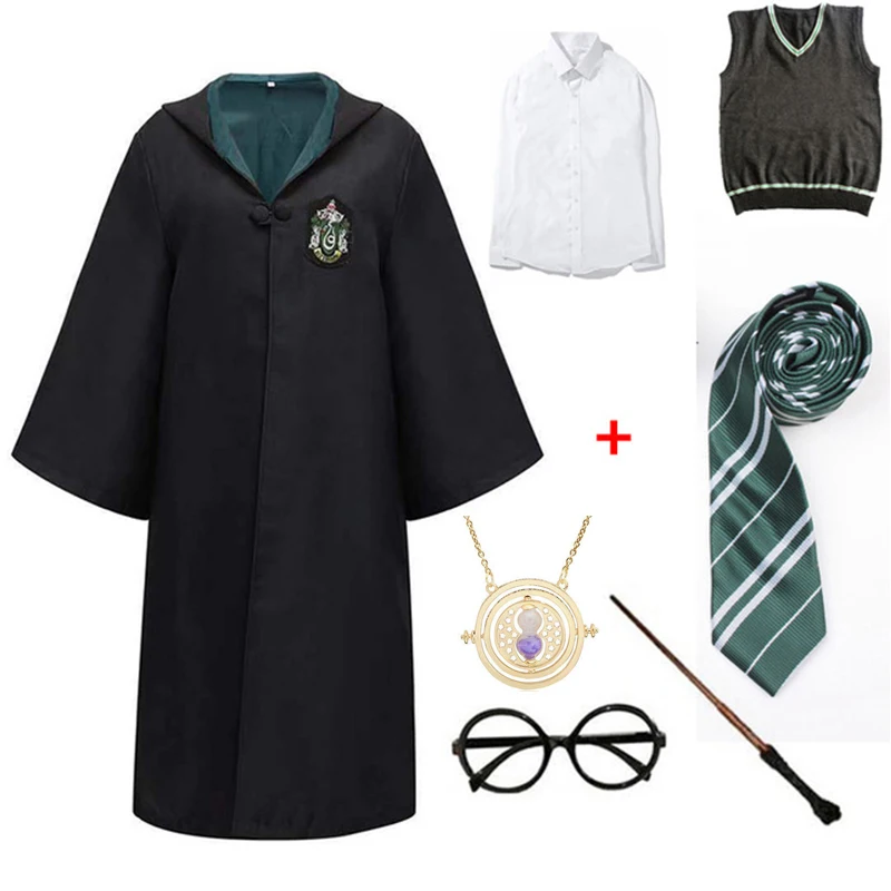

Cosplay Potter Costume Magic Robe Cape Suit Tie Scarf Wand Glasses Gift Clothes Halloween Costumes Party Props