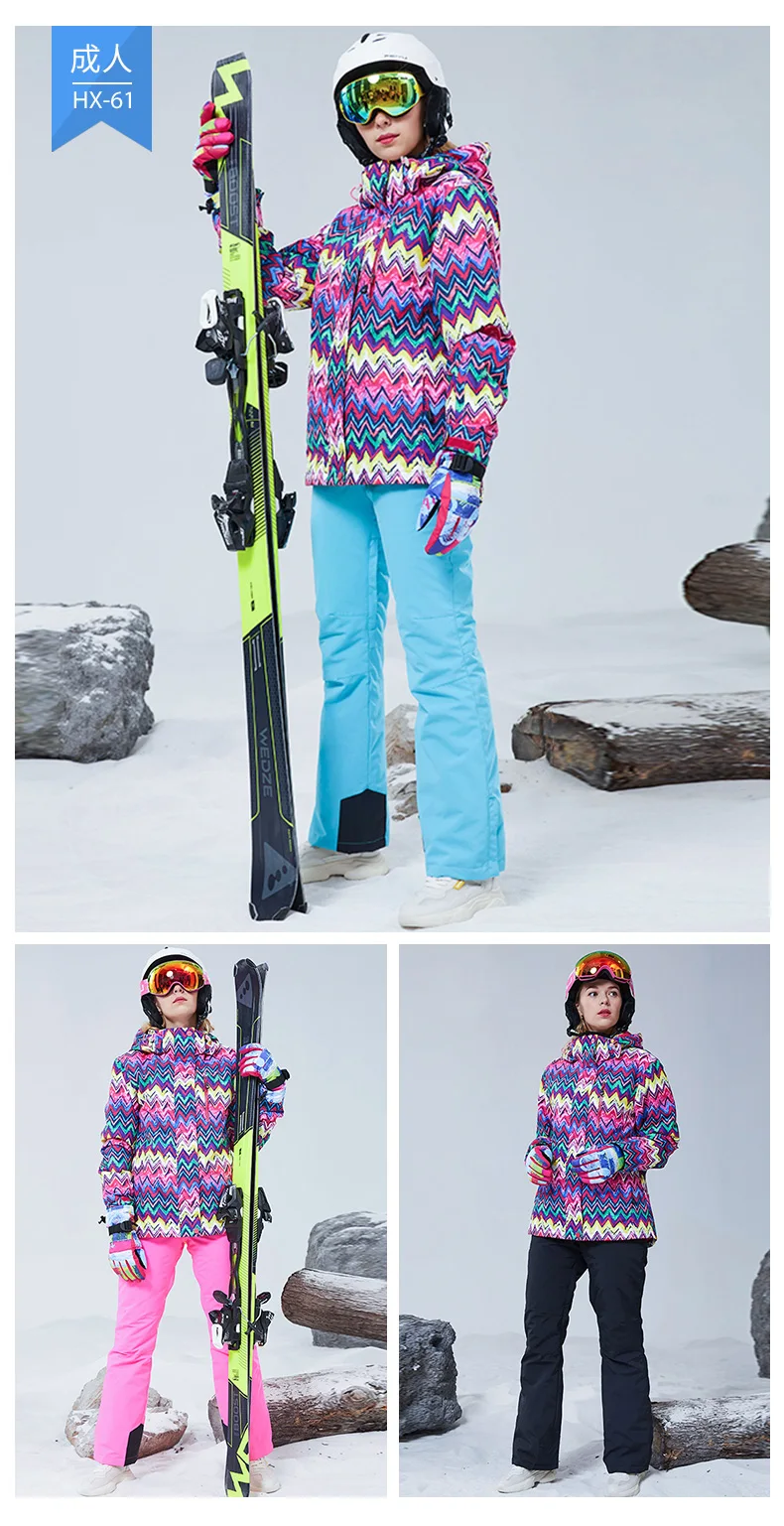 Комплект из водонепроницаемой зимней лыжной куртки и штанов, зимняя теплая куртка и брюки, Женский комплект для сноуборда, женский комплект одежды для сноуборда