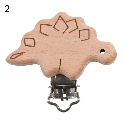 Dinosaur Newborn Baby Pacifier Clip Anti-lost, Cartoon Animal Wooden Baby Pacifier Clip Chain Toy DIY Molar Teether Accessories - Цвет: Dinosaur