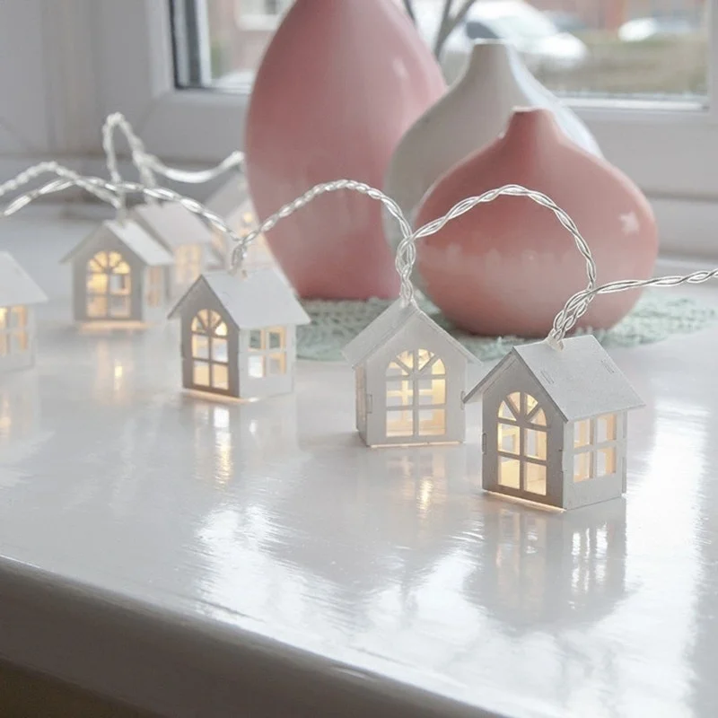 

10 LED Light Wood House 2 Meters Christmas Tree Hanging Ornaments Decoration Led Party Thanksgiving Led Christmas Party Supplies