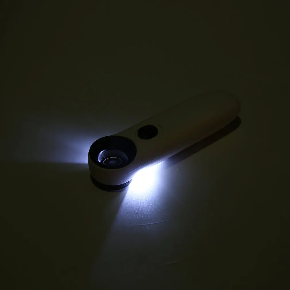 Увеличительное стекло 40X Ручной стеклянный Лупа портативный карманный инструмент профессиональное увеличительное стекло с 2 светодиодный подсветкой